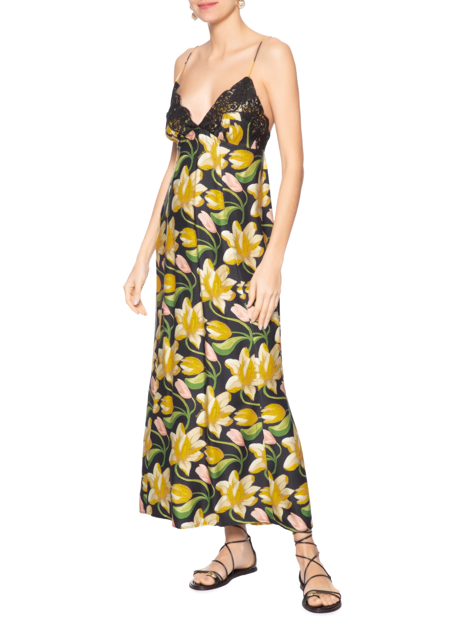 Vestido Longo Nana Preto Farm