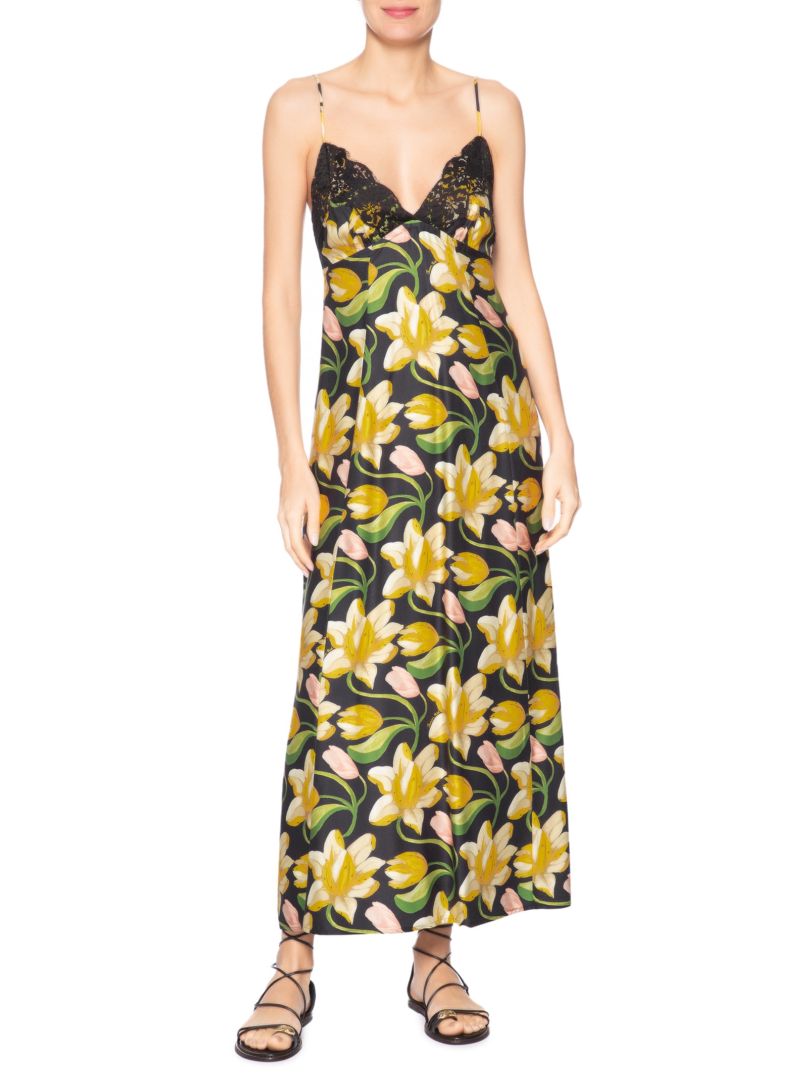 Vestido Longo Nana Preto Farm