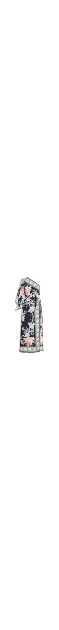 Vestido Longo Ombro Só Flor de Outono - Preto