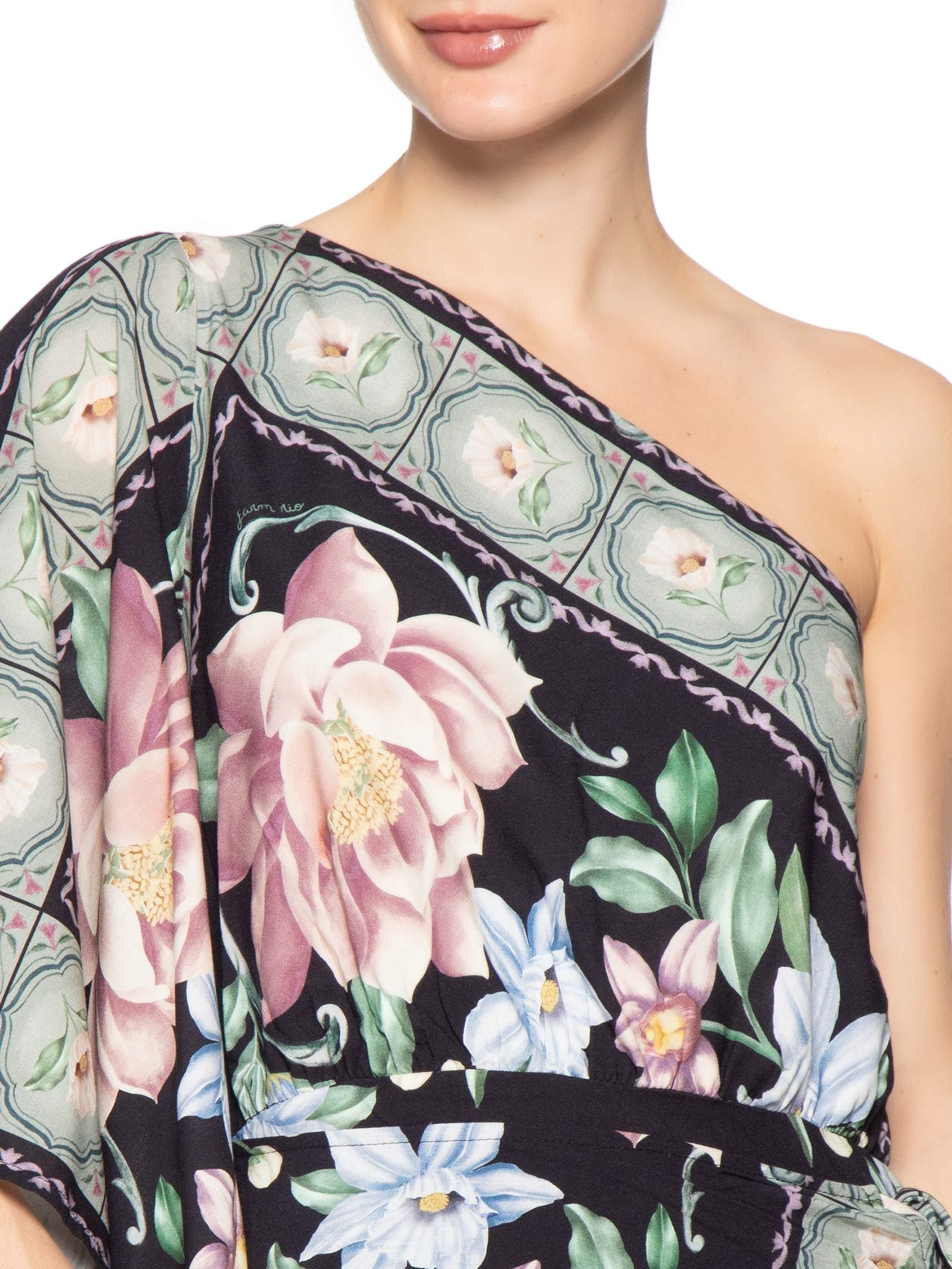 Vestido Longo Ombro Só Flor de Outono Preto Farm