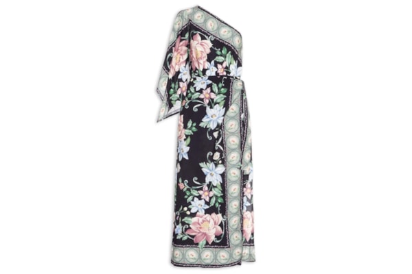 Vestido Longo Ombro Só Flor de Outono - Preto