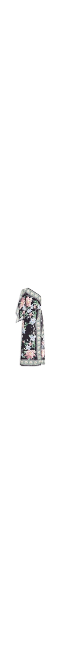 Vestido Longo Ombro Só Flor de Outono - Preto