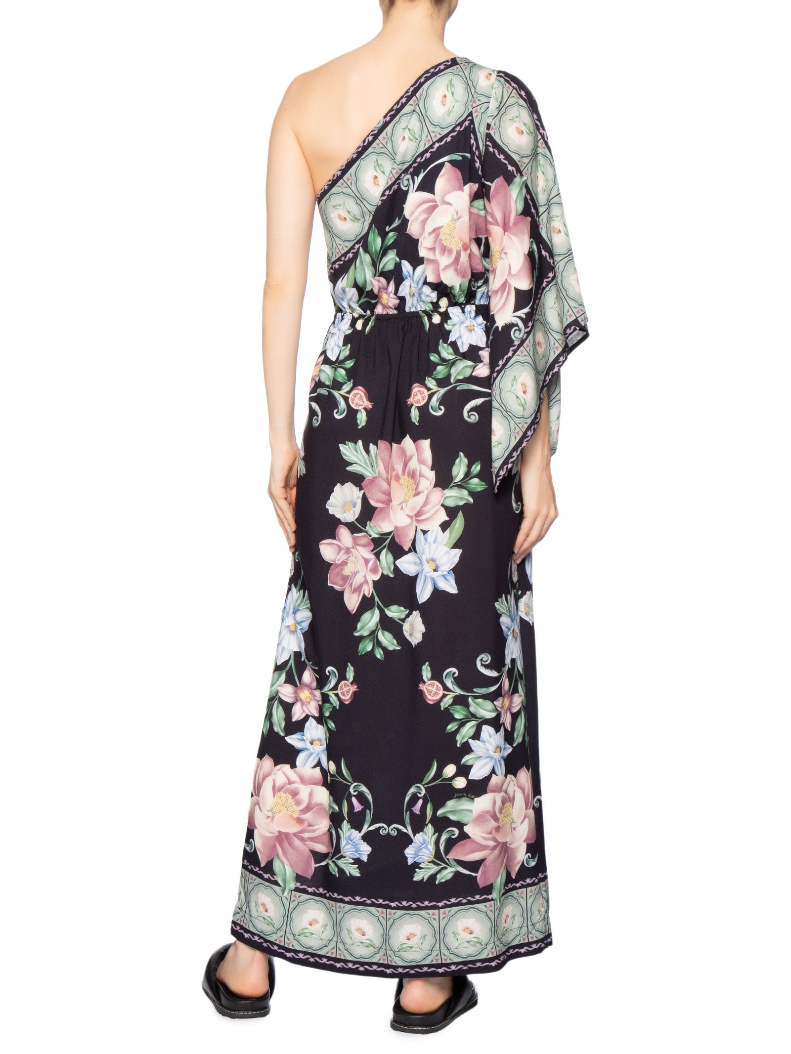 Vestido Longo Ombro Só Flor de Outono Preto Farm