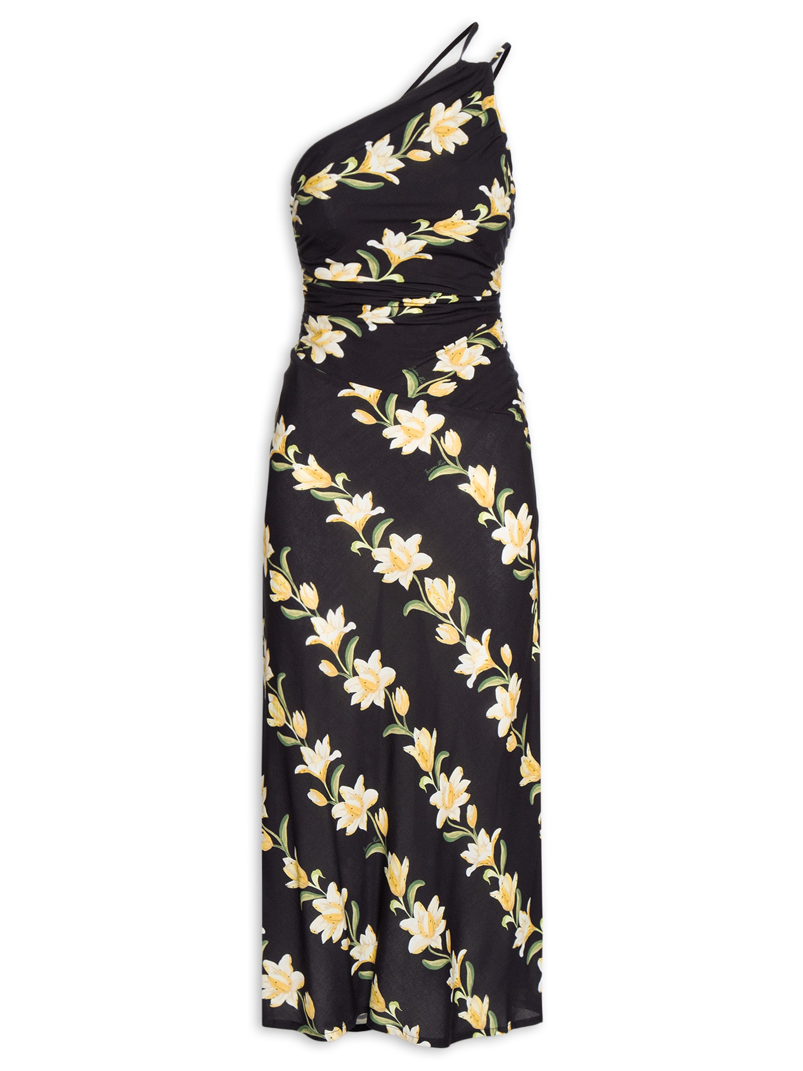Vestido Longo Ombro Só Listra Nana Preto Farm