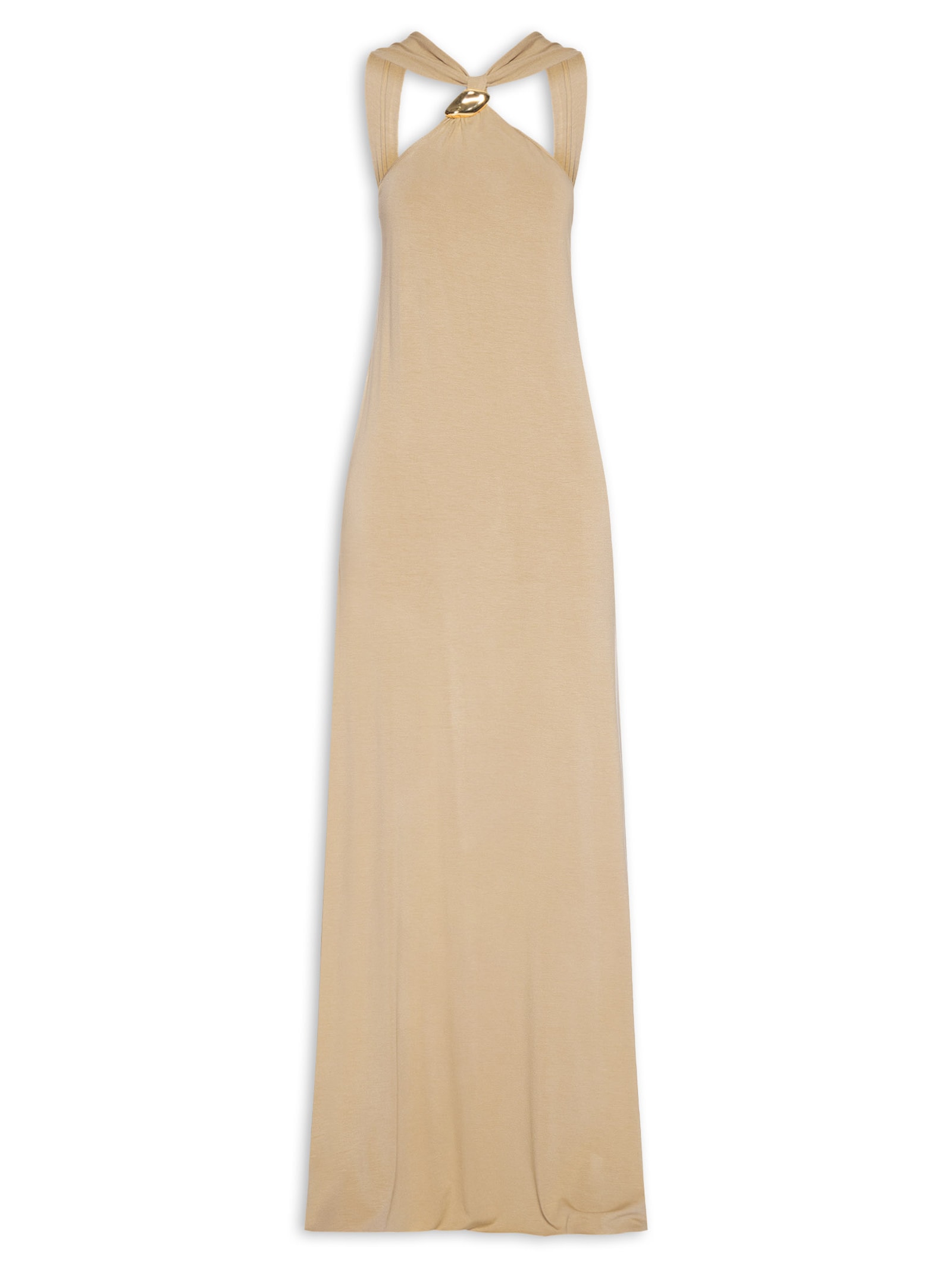 Vestido Longo Ombro Único Bege Lança Perfume
