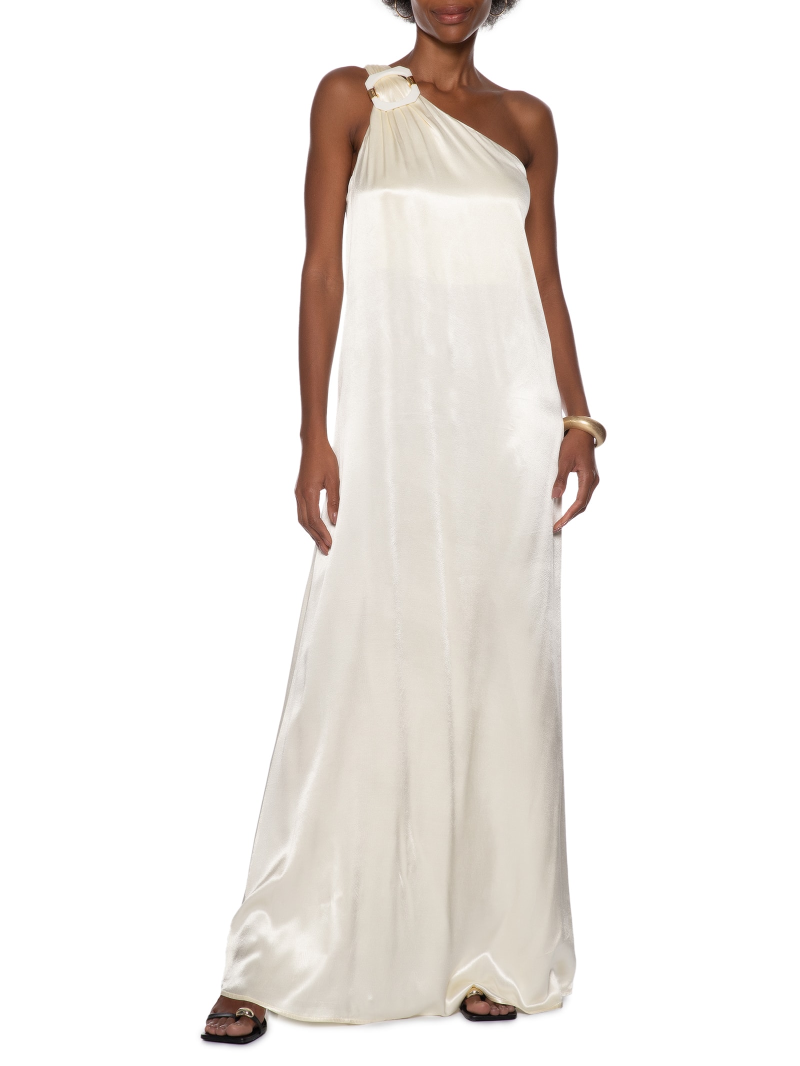 Vestido Longo Ombro Único Branco Lança Perfume