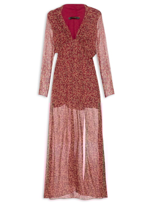 Vestido Longo Onça Retícula – Vermelho