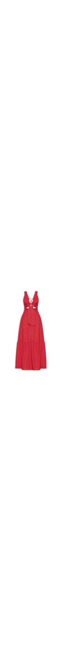 Vestido Longo Pala Amarração Frontal Liso - Vermelho