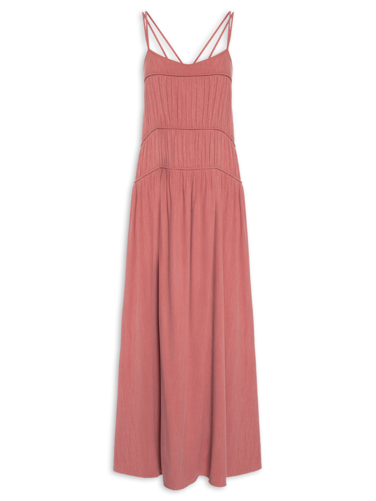 Vestido Longo Pala Franzida Rosa Dress To