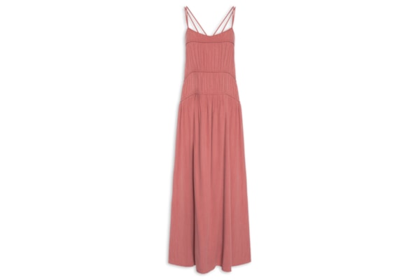 Vestido Longo Pala Franzida - Rosa