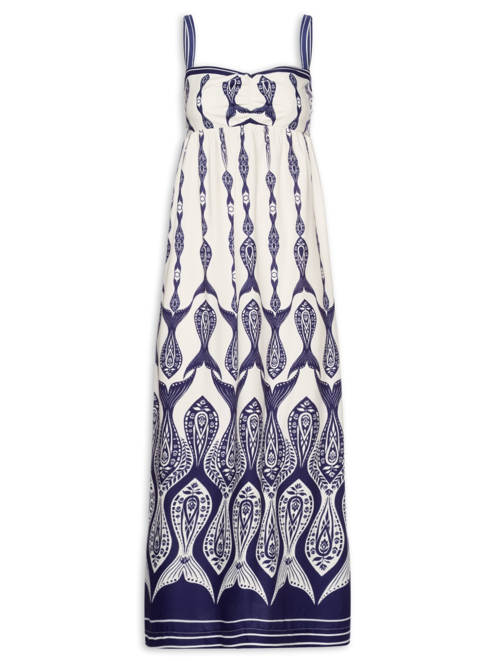 Vestido Longo Peixe Correnteza Branco Farm