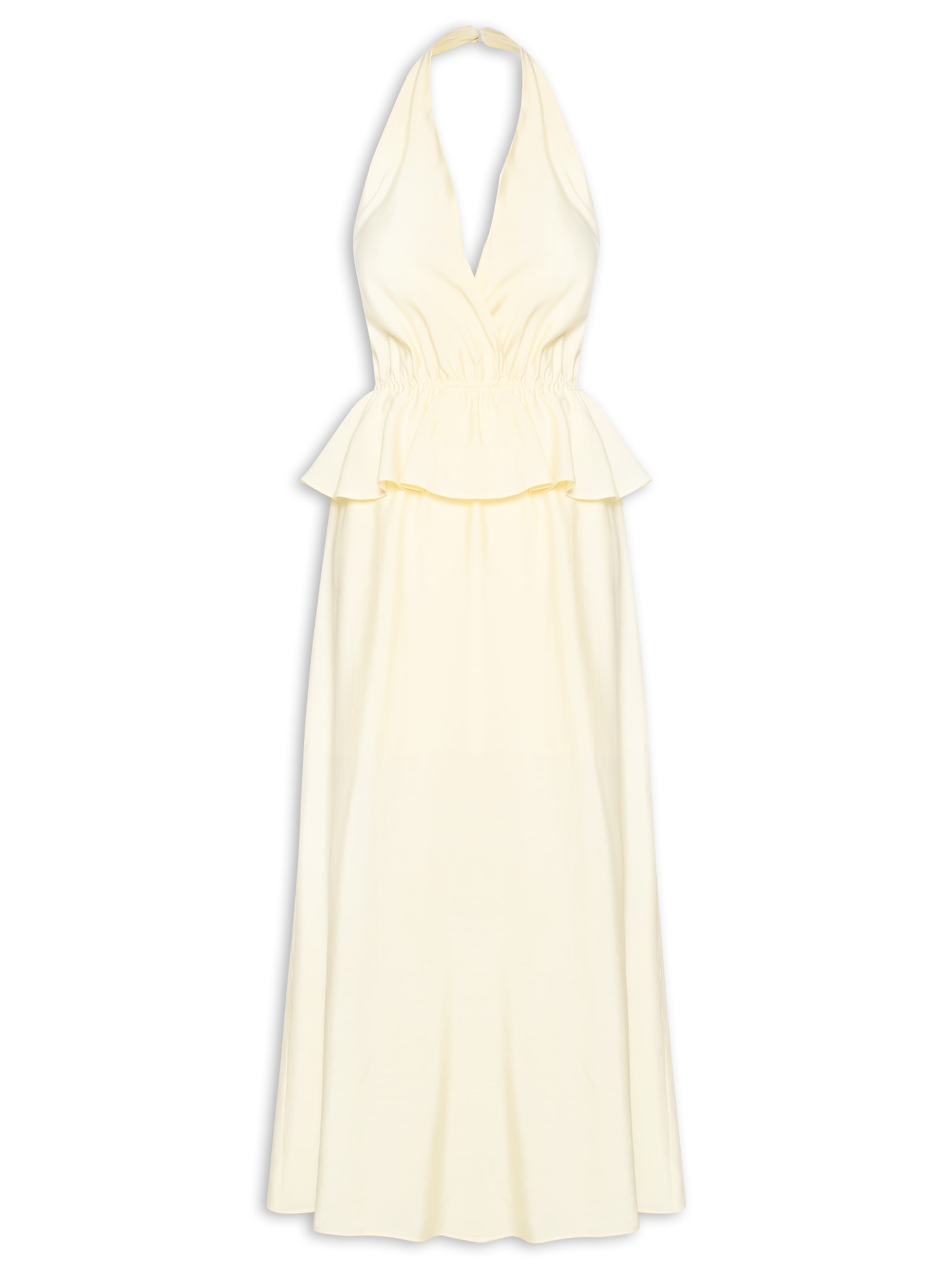 Vestido Longo Peplum Amarelo Market 33