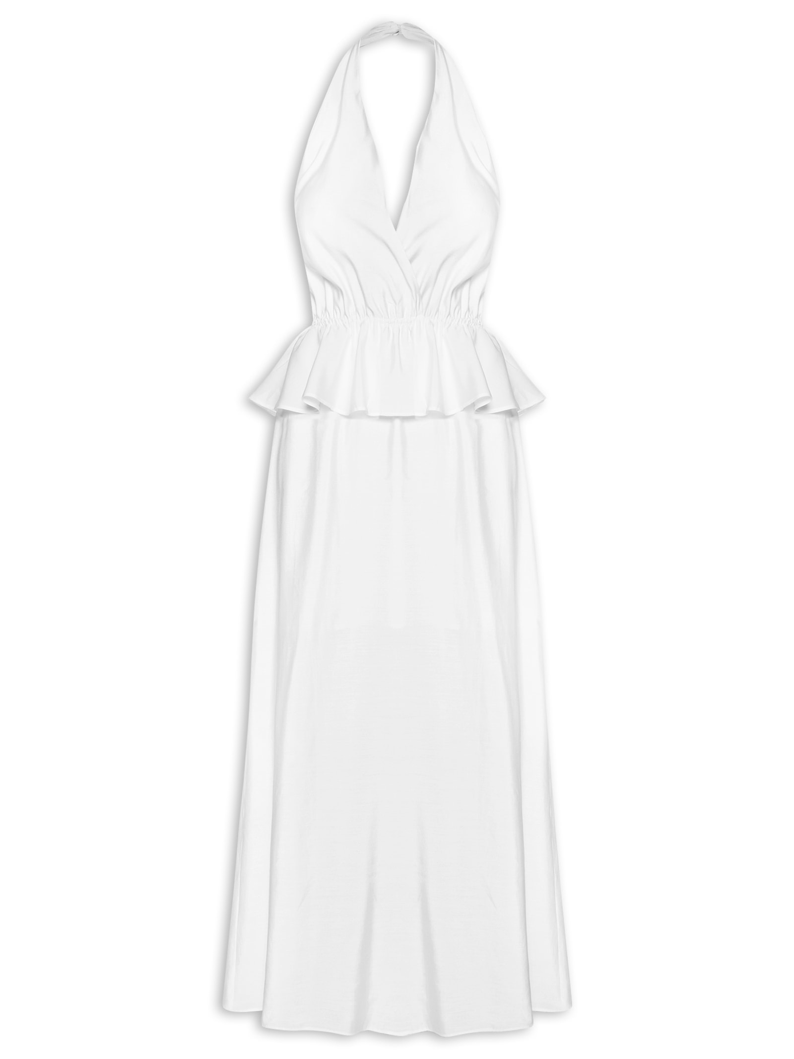 Vestido Longo Peplum Branco Market 33