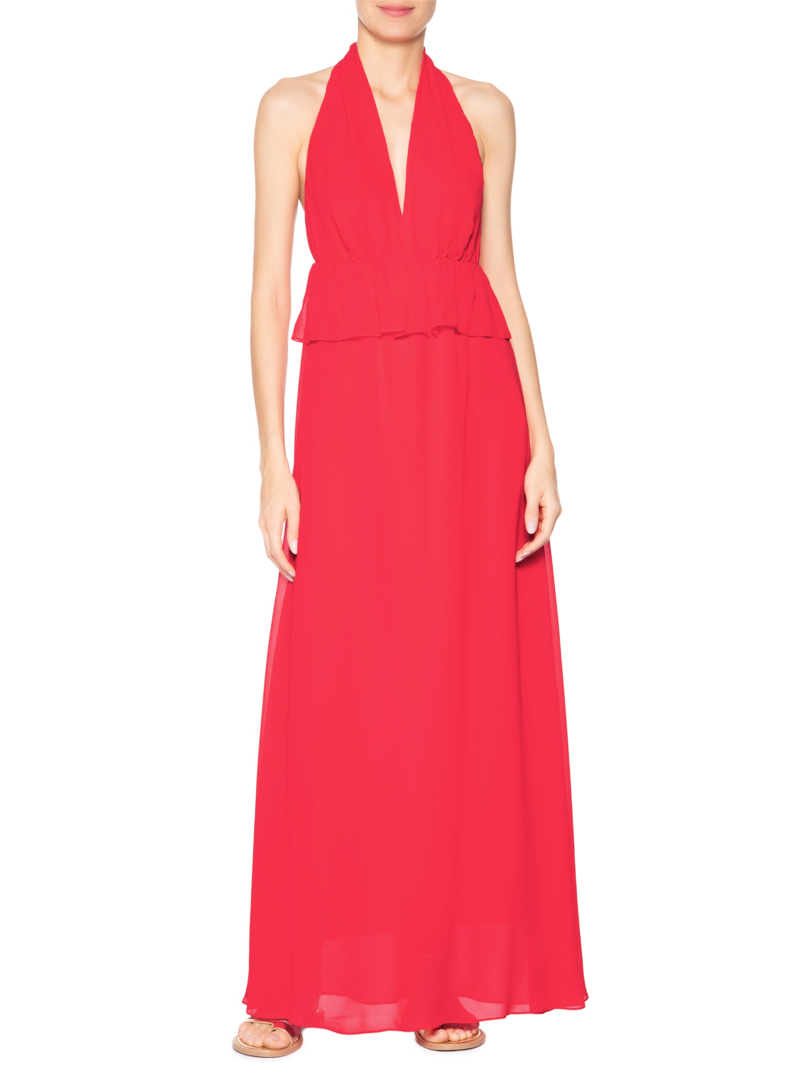 Vestido Longo Peplum Corrida Vermelho Animale