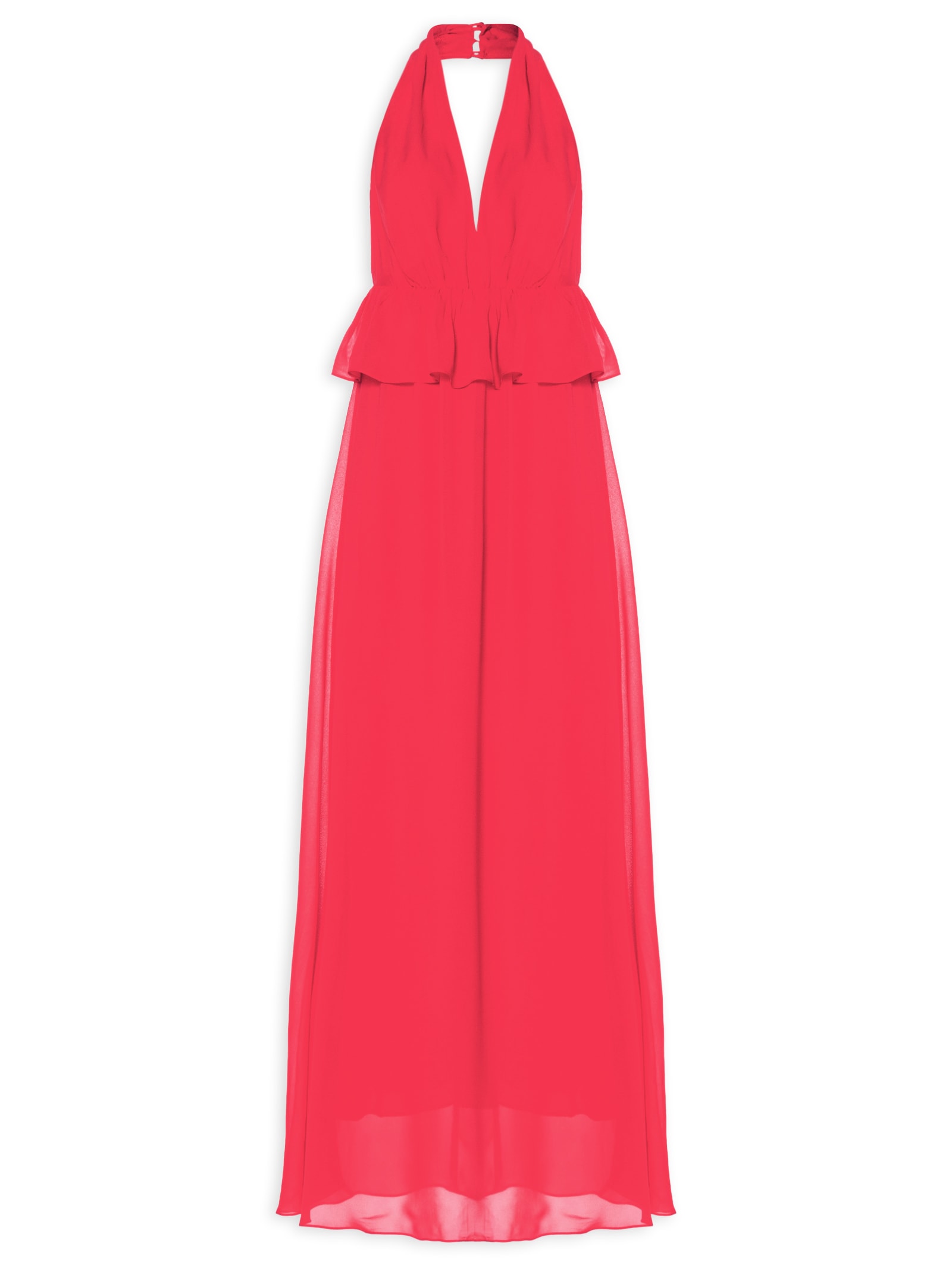 Vestido Longo Peplum Corrida Vermelho Animale