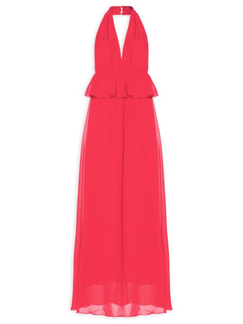 Vestido Longo Peplum Corrida – Vermelho