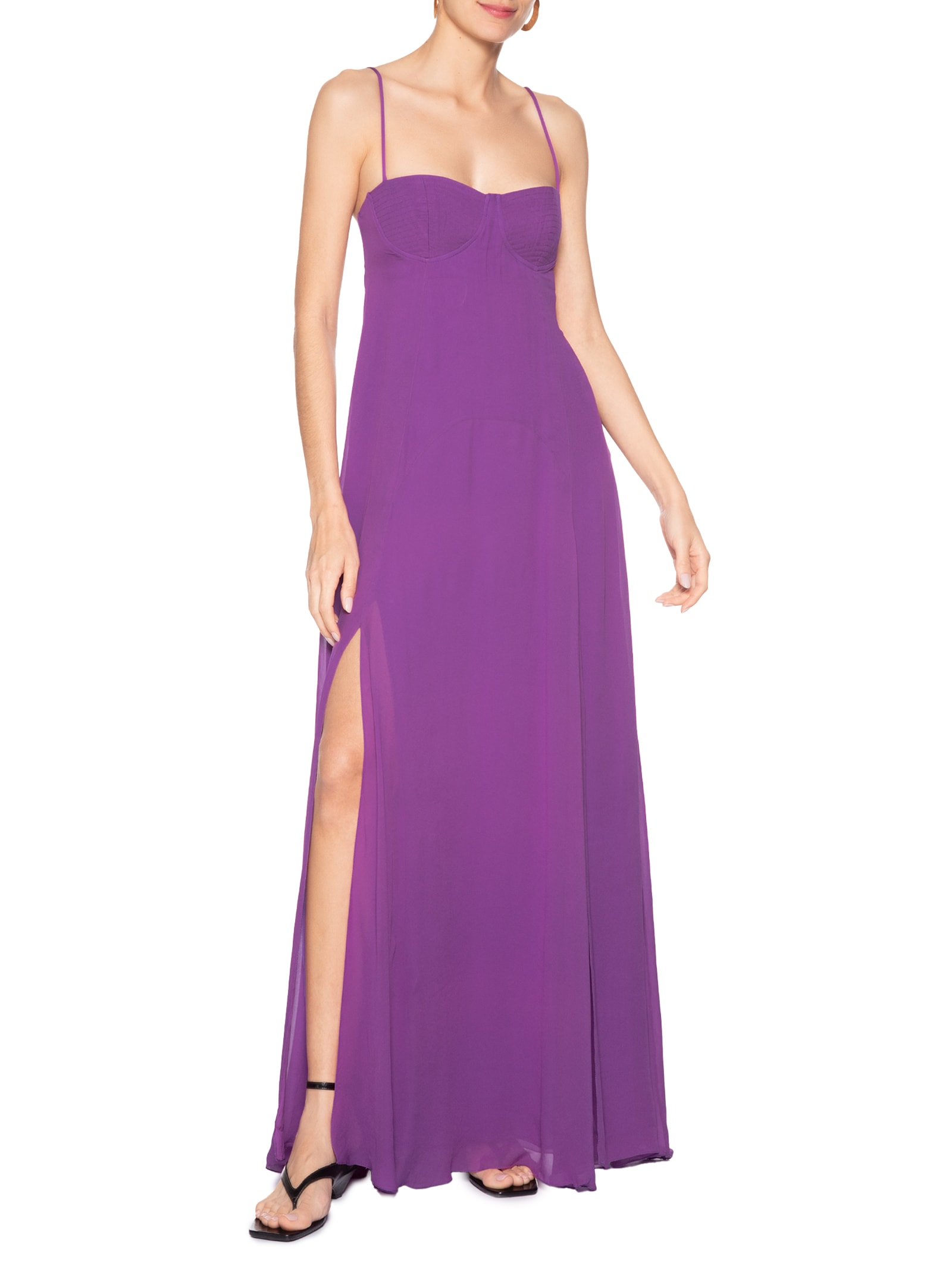 Vestido Longo Pesponto Morg Roxo Animale