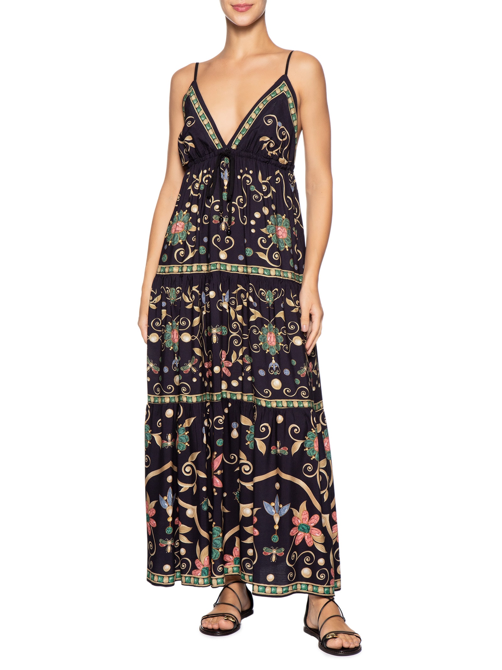 Vestido Longo Petra Preto Farm
