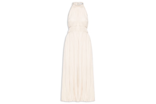 Vestido Longo Plissado - Bege