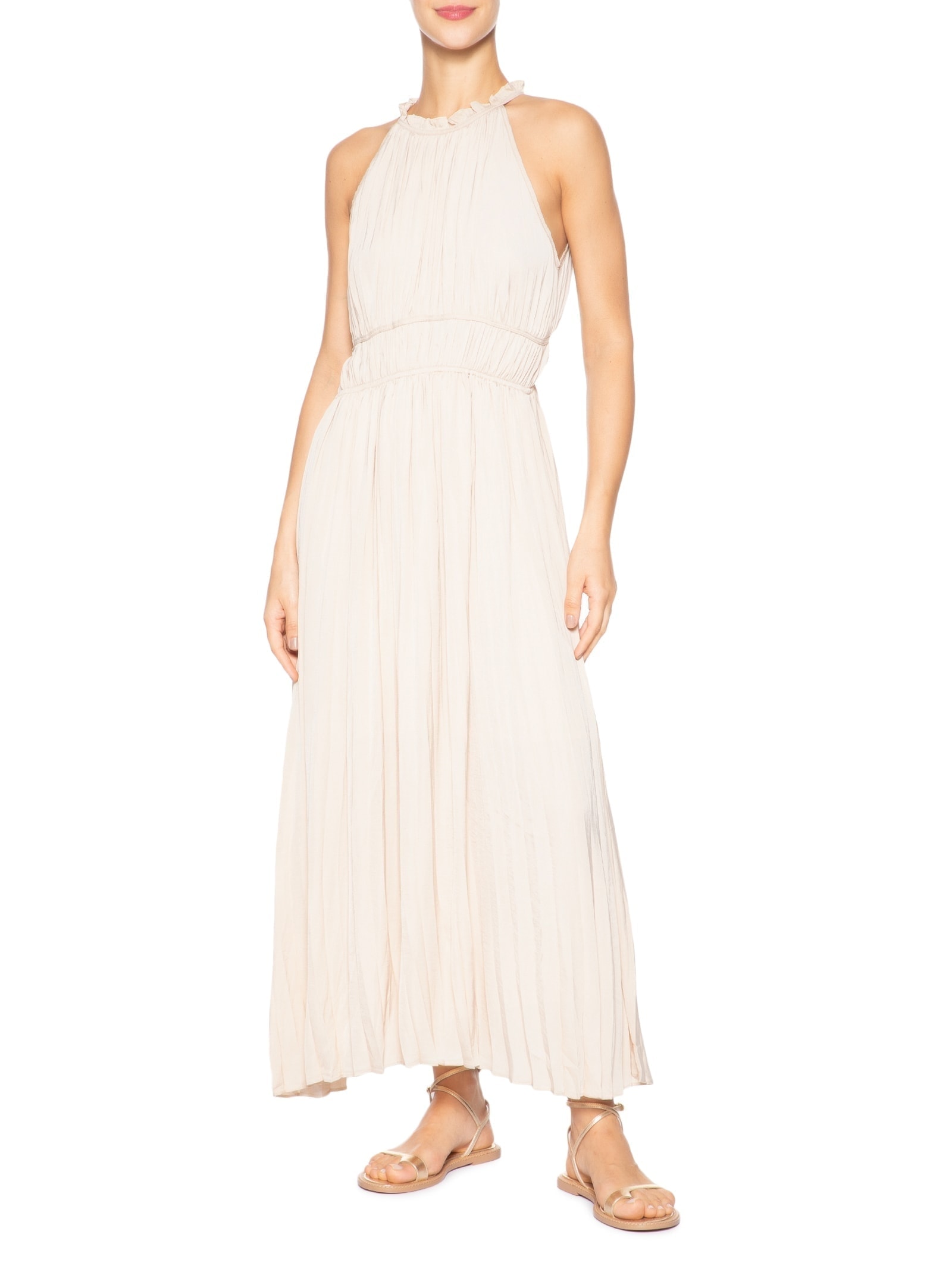 Vestido Longo Plissado Bege '2Essential