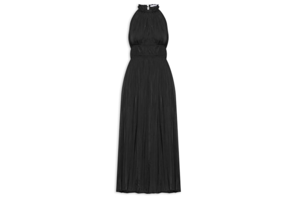 Vestido Longo Plissado - Preto