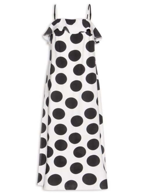 Vestido Longo Poá – Off White