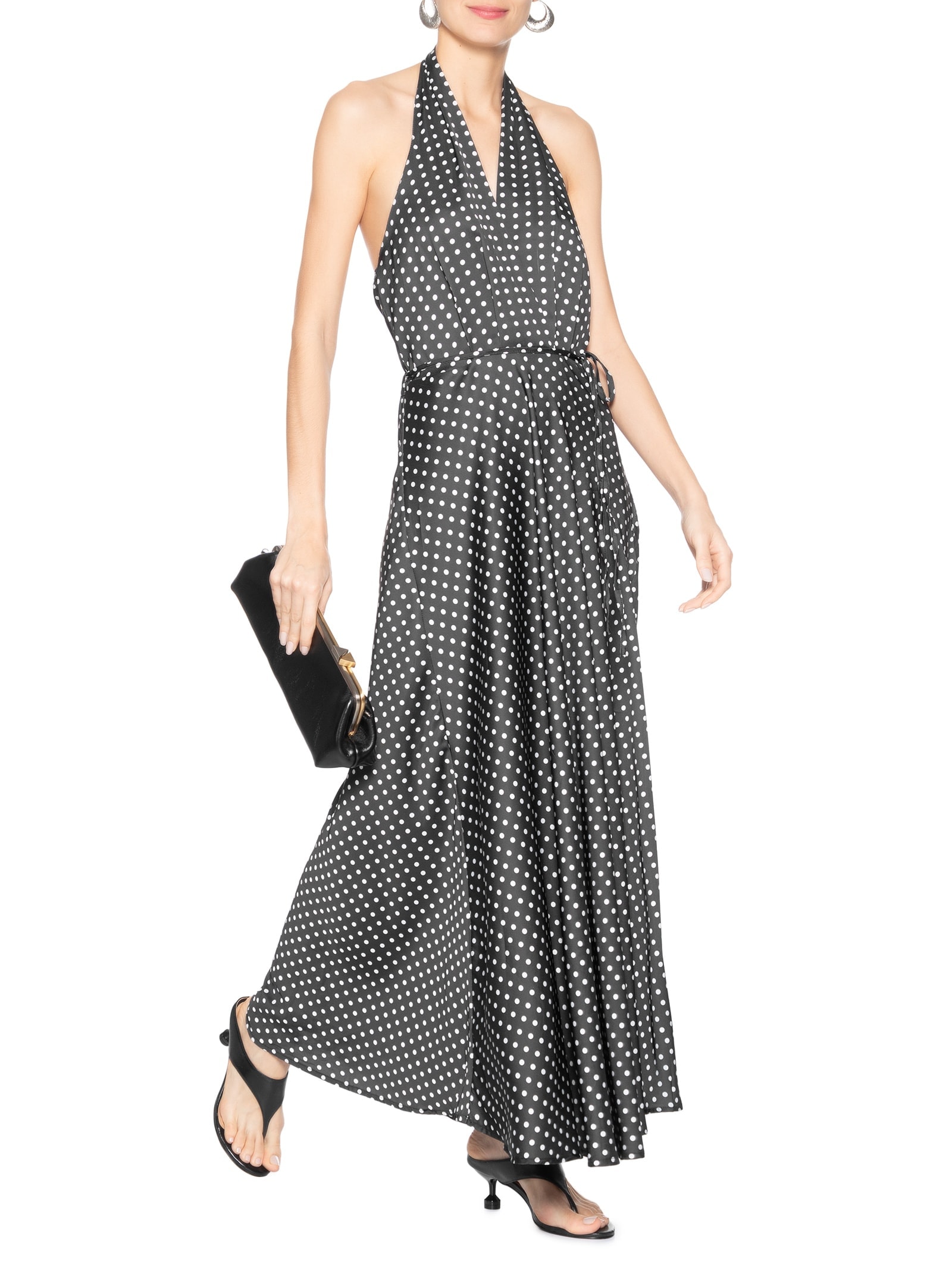 Vestido Longo Poá Preto Market 33