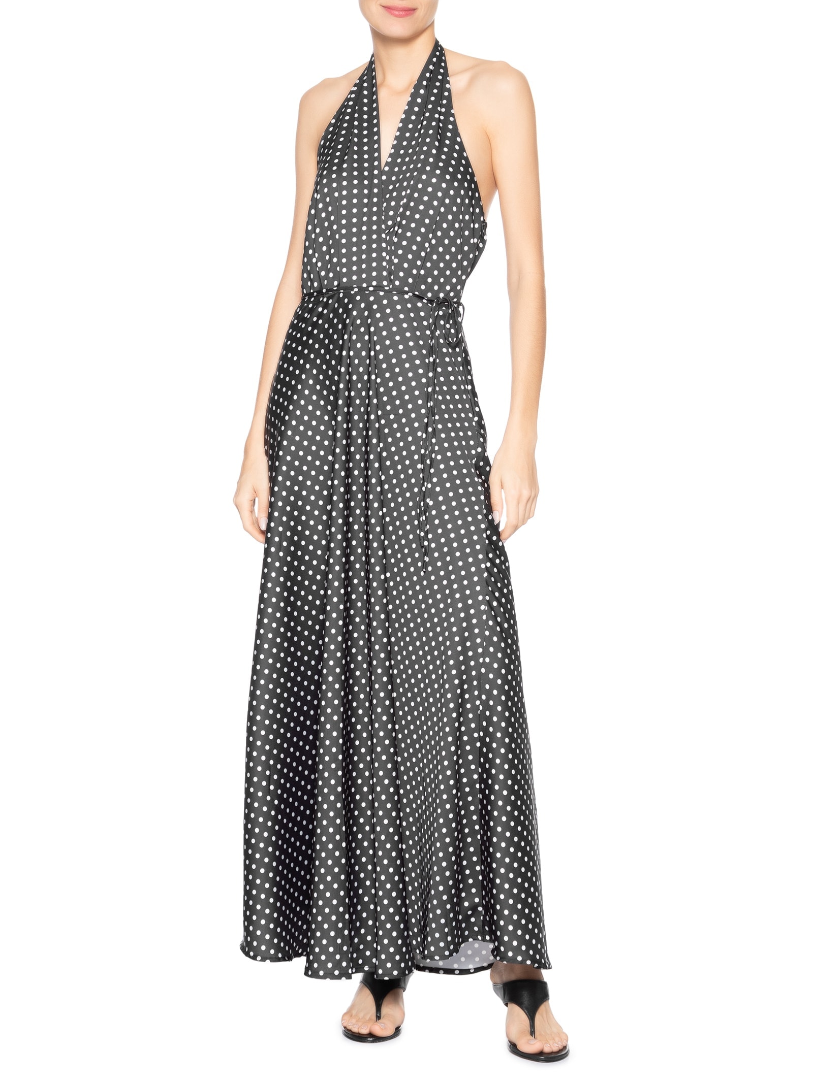 Vestido Longo Poá Preto Market 33