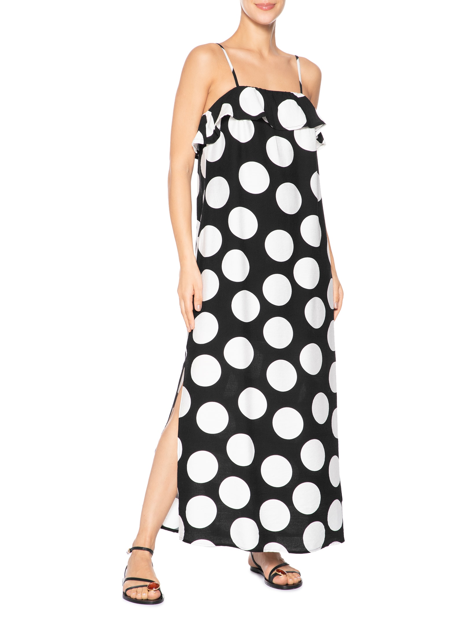 Vestido Longo Poá Preto Market 33