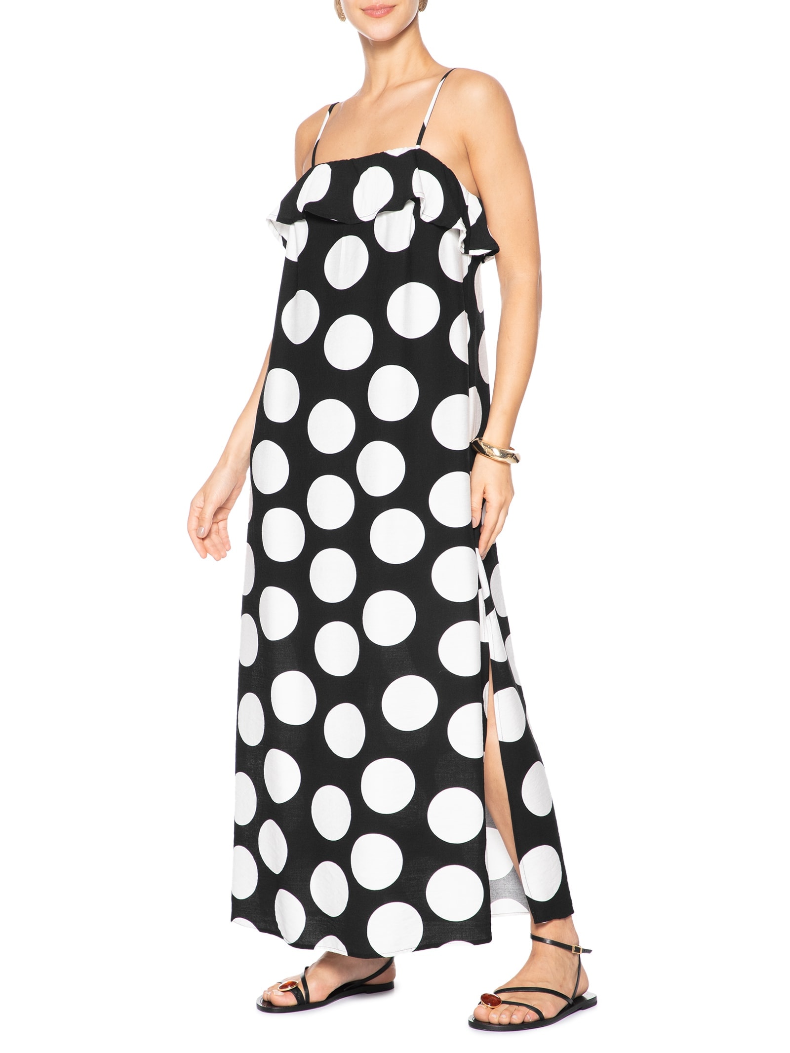 Vestido Longo Poá Preto Market 33