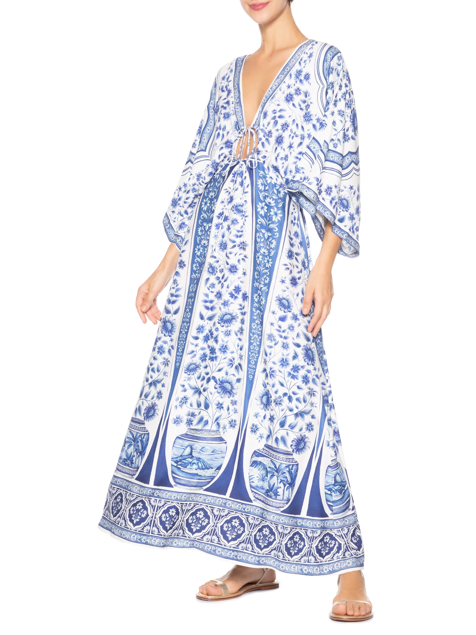 Vestido Longo Porcelana Branco Farm