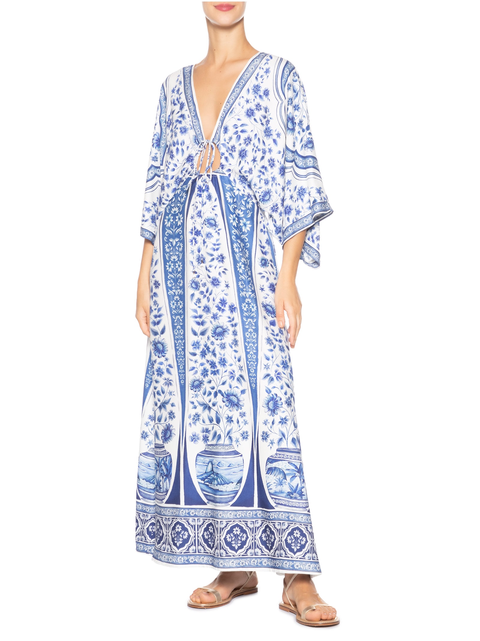 Vestido Longo Porcelana Branco Farm