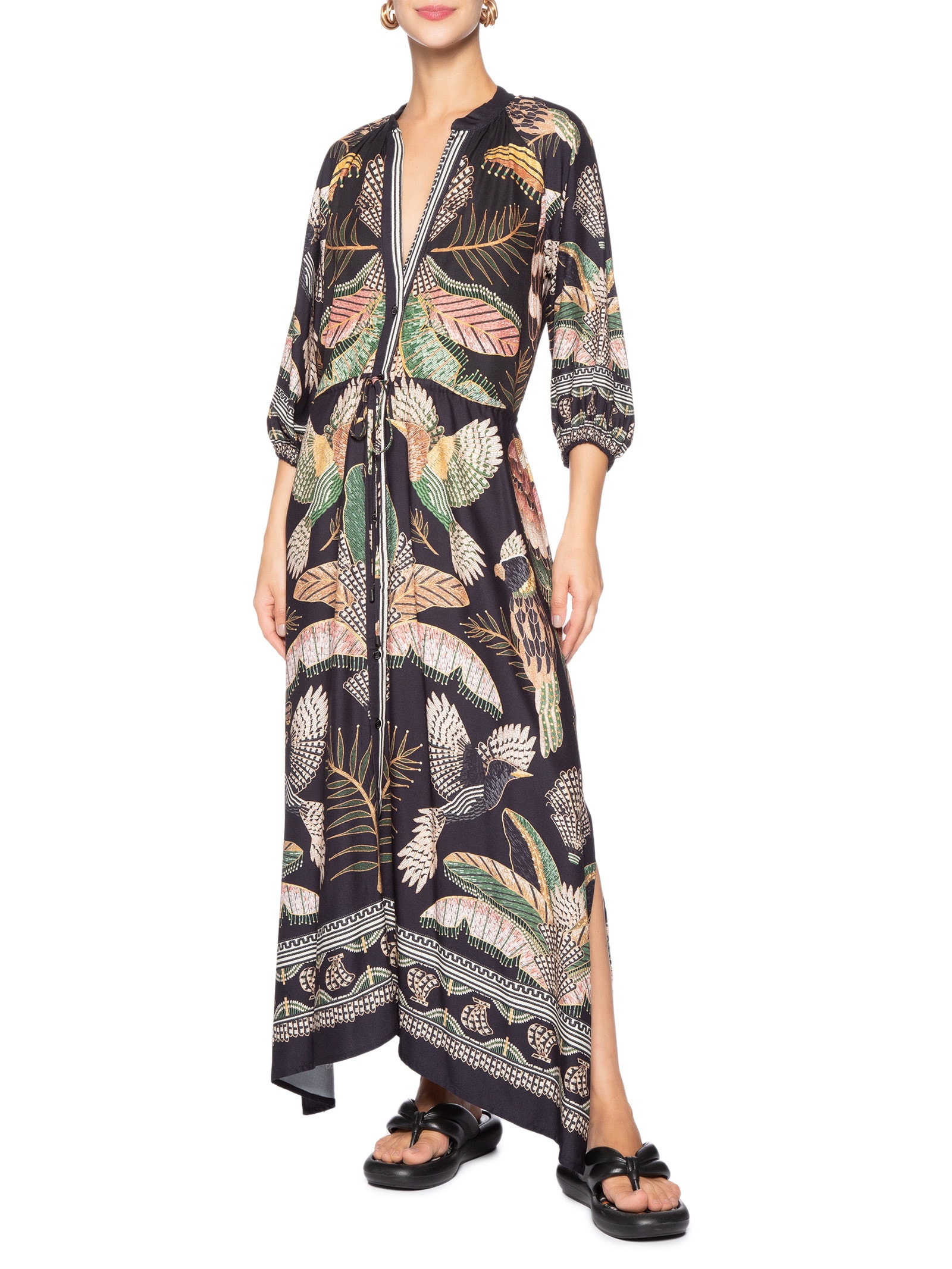 Vestido Longo Recanto Dos Pássaros Preto Farm