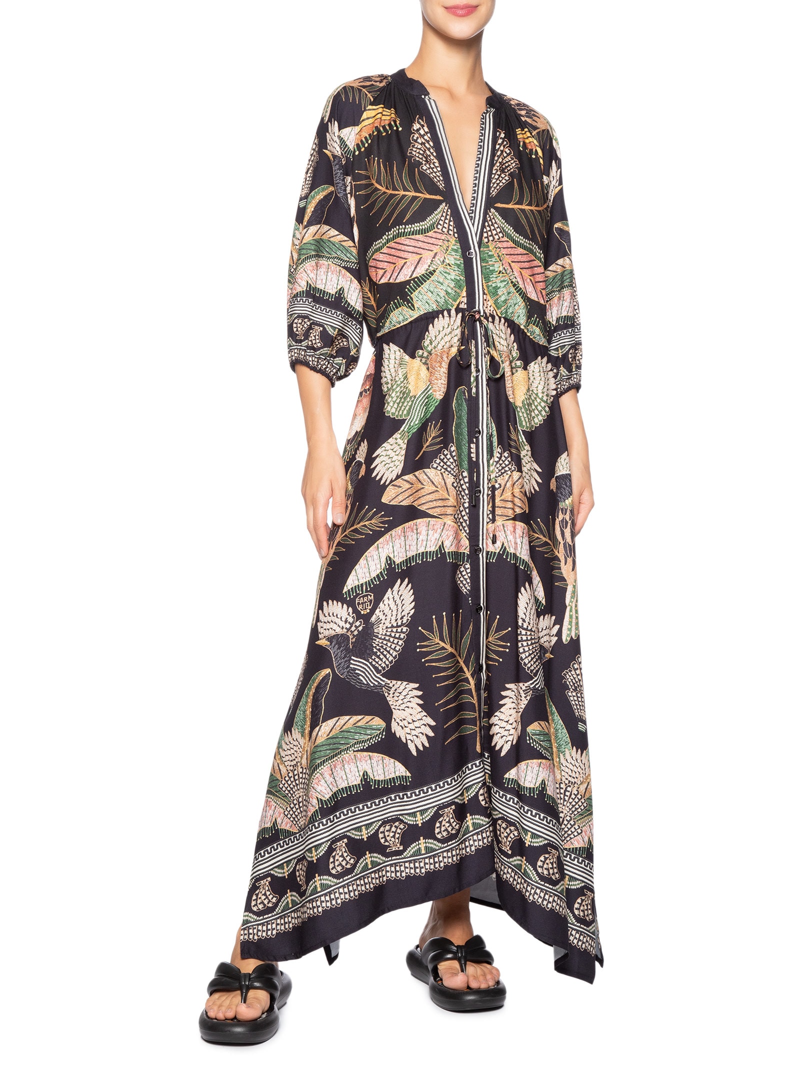 Vestido Longo Recanto Dos Pássaros Preto Farm