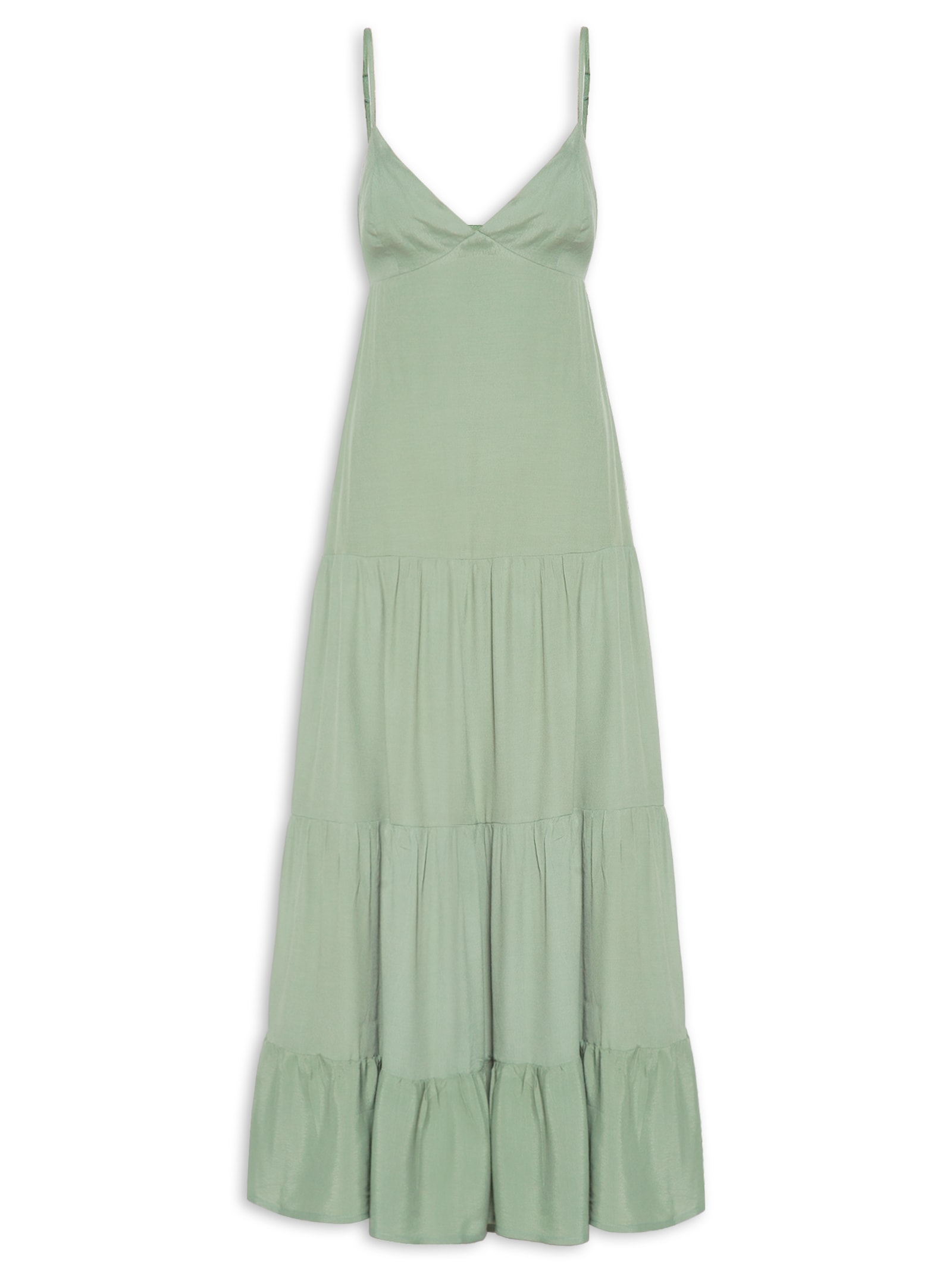 Vestido Longo Recortes Verde Maria Filó