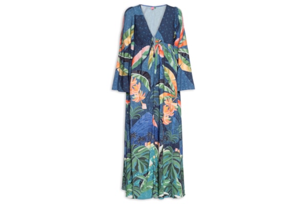 Vestido Longo Rio De Mosaico - Azul