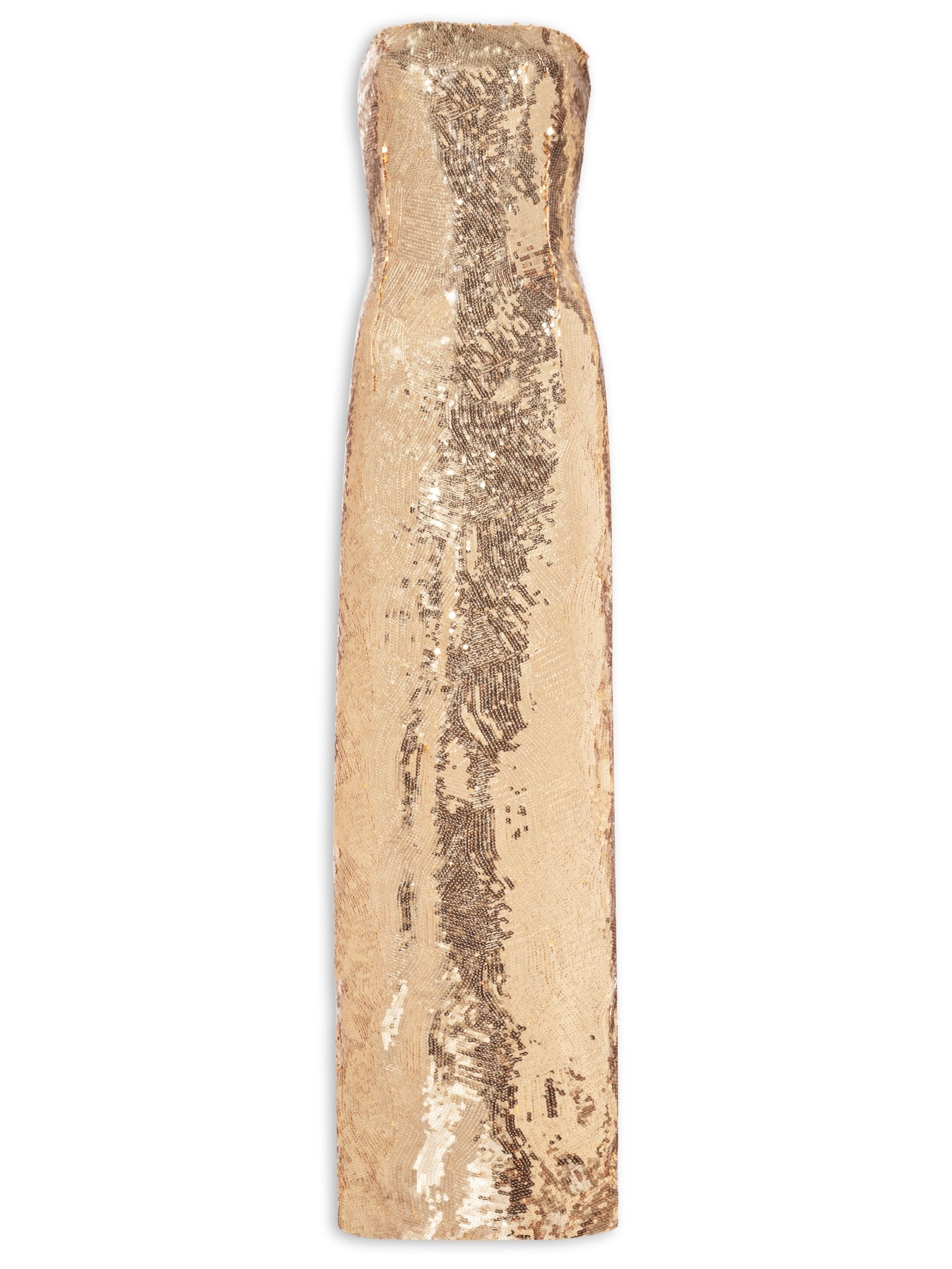 Vestido Longo Sem Alça Em Paetê Dourado '2Essential