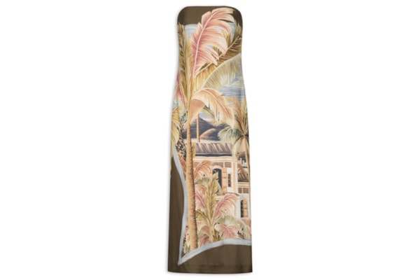 Vestido Longo Sem Alça Lenço Rio Paraíso - Marrom