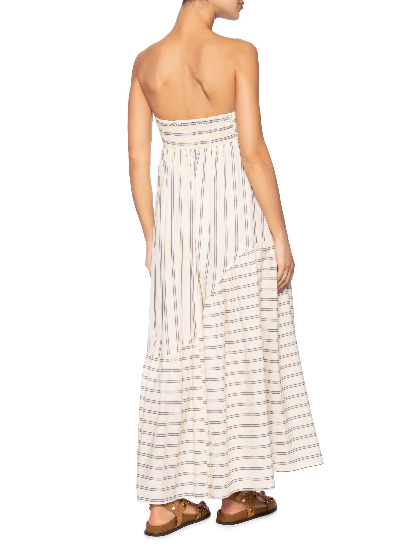 Vestido Longo Sem Alça Listra Alexia Off-White Farm