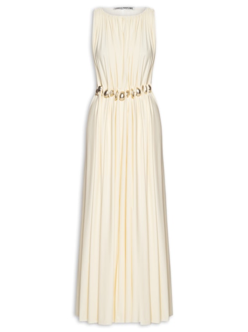 Vestido Longo Sem Manga – Bege