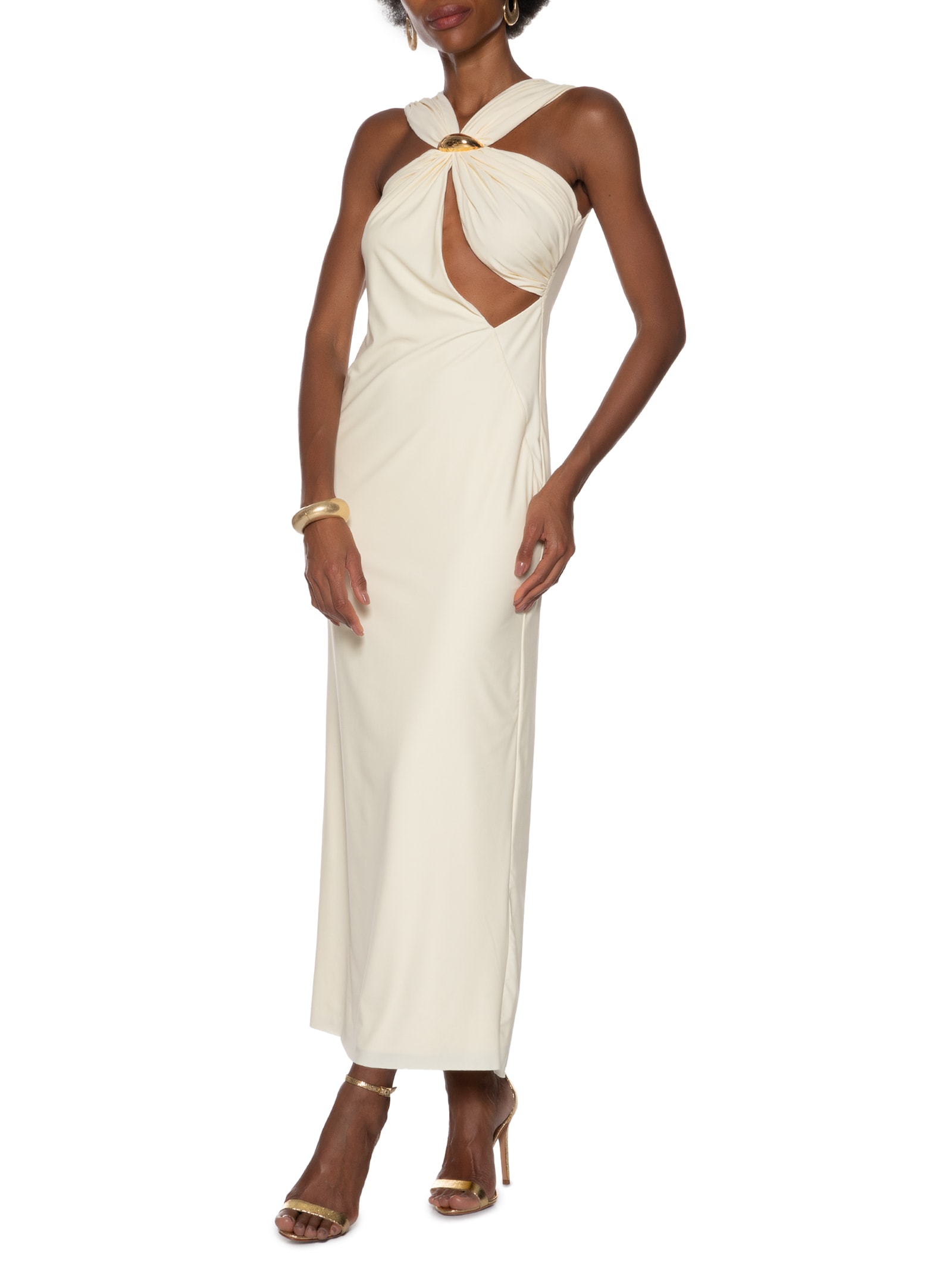 Vestido Longo Sem Mangas Branco Lança Perfume