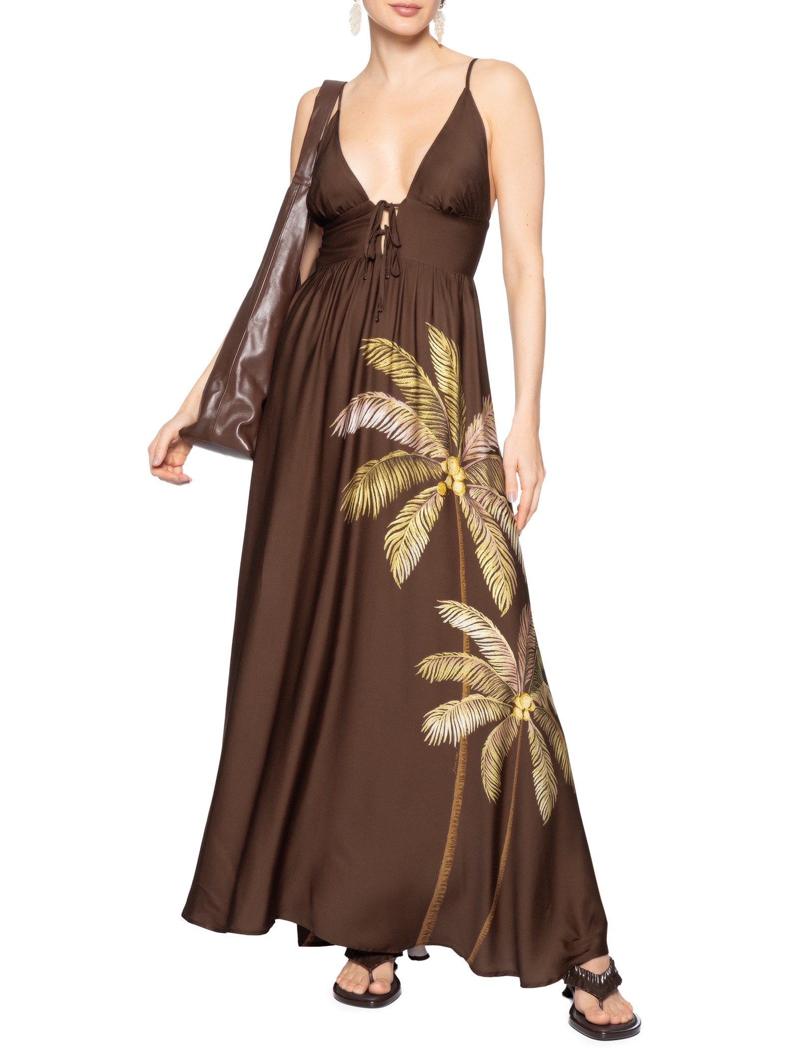 Vestido Longo Sol de Coqueiro – Marrom Farm