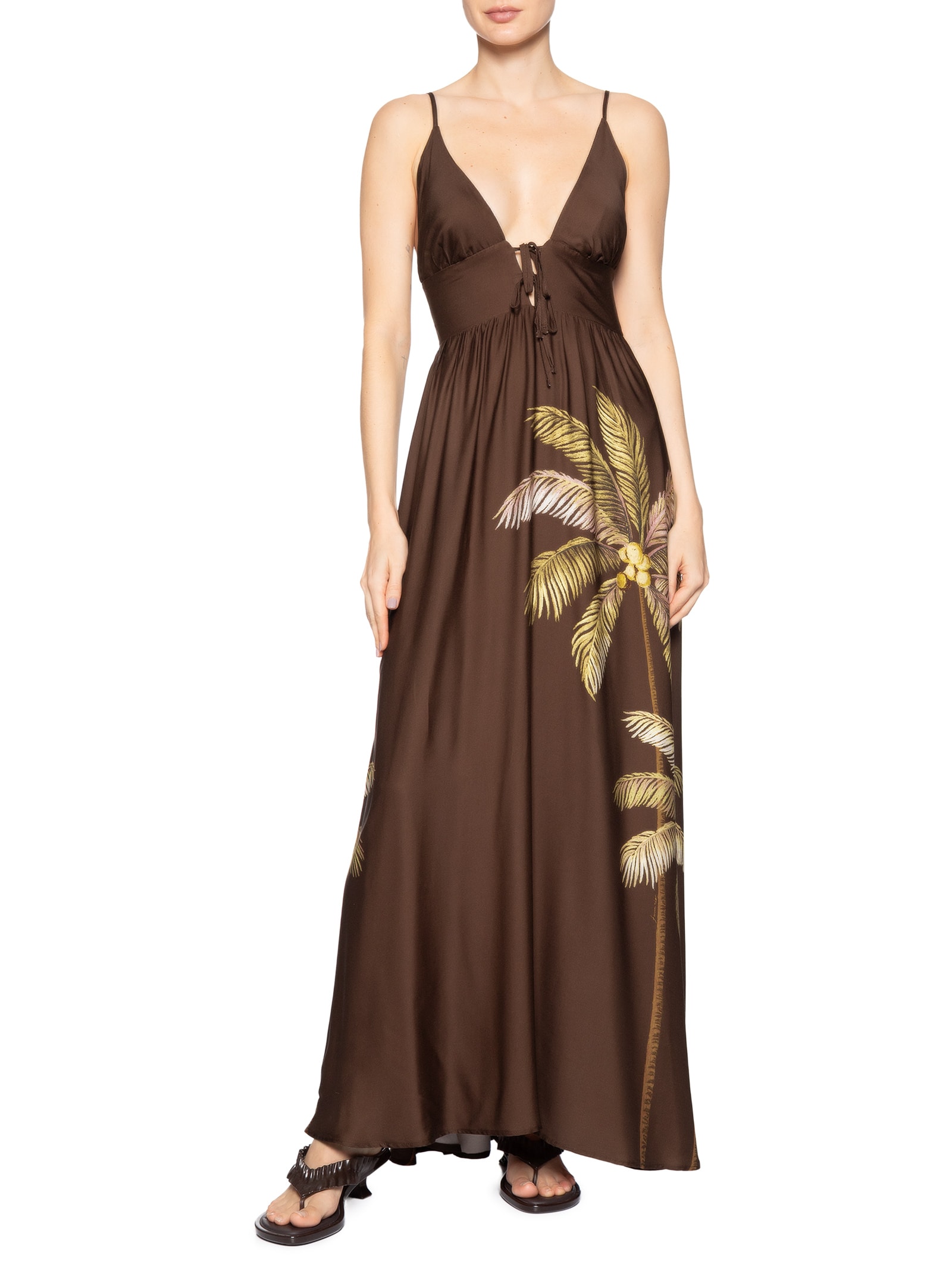 Vestido Longo Sol de Coqueiro – Marrom Farm