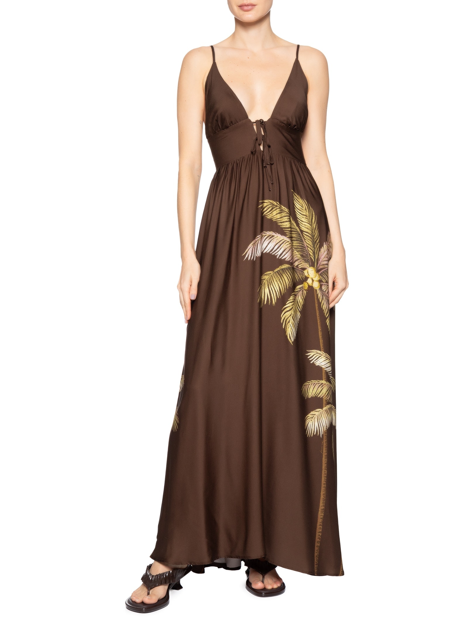 Vestido Longo Sol de Coqueiro – Marrom Farm