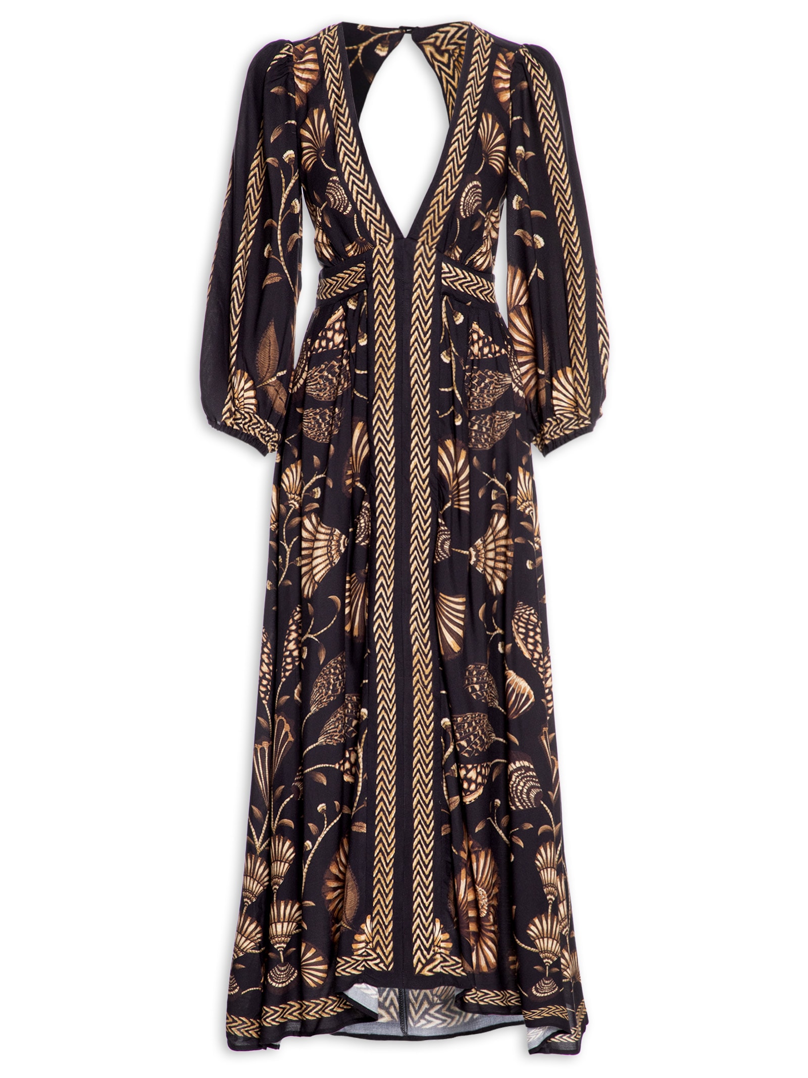 Vestido Longo Sonho De Concha Preto Farm