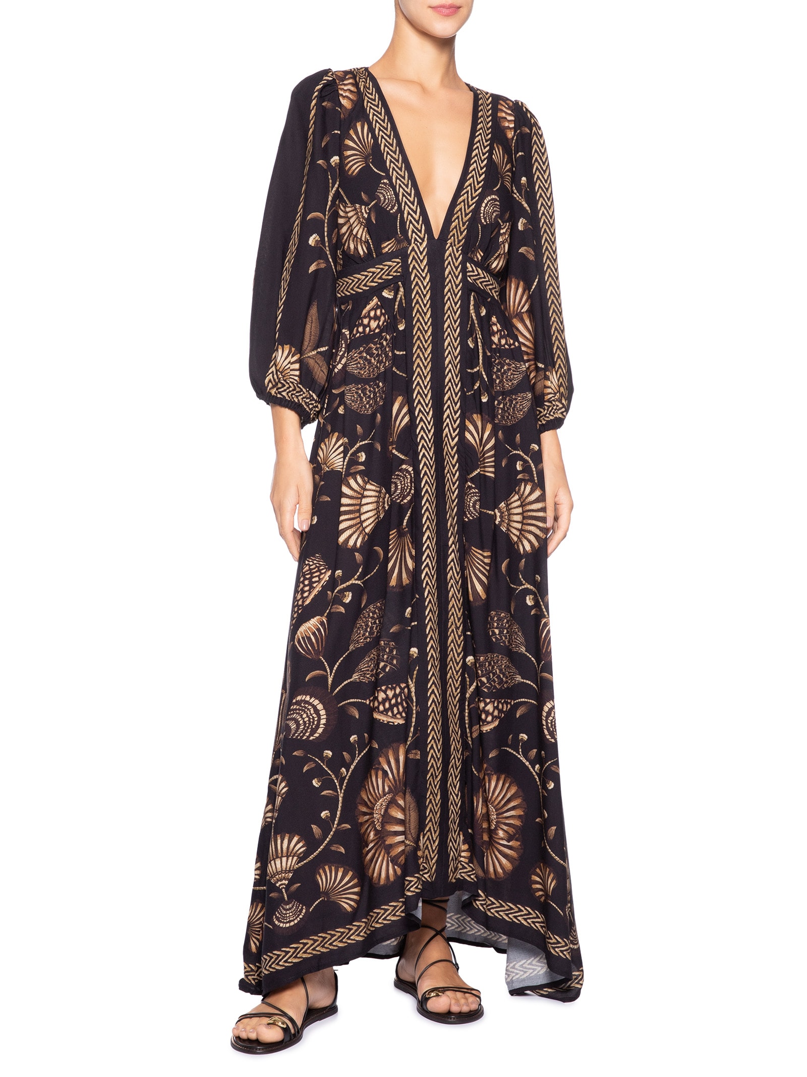Vestido Longo Sonho De Concha Preto Farm