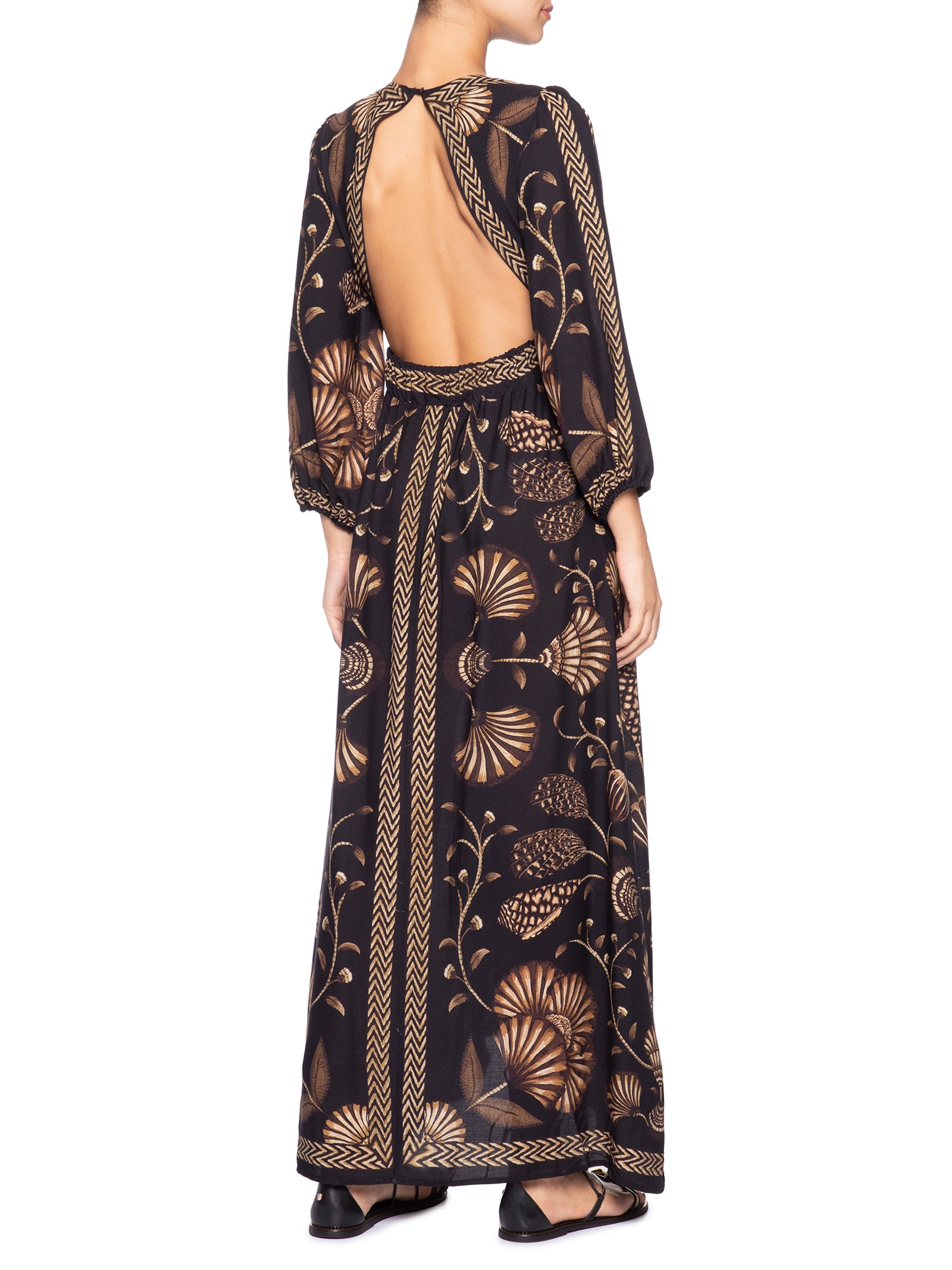 Vestido Longo Sonho De Concha Preto Farm