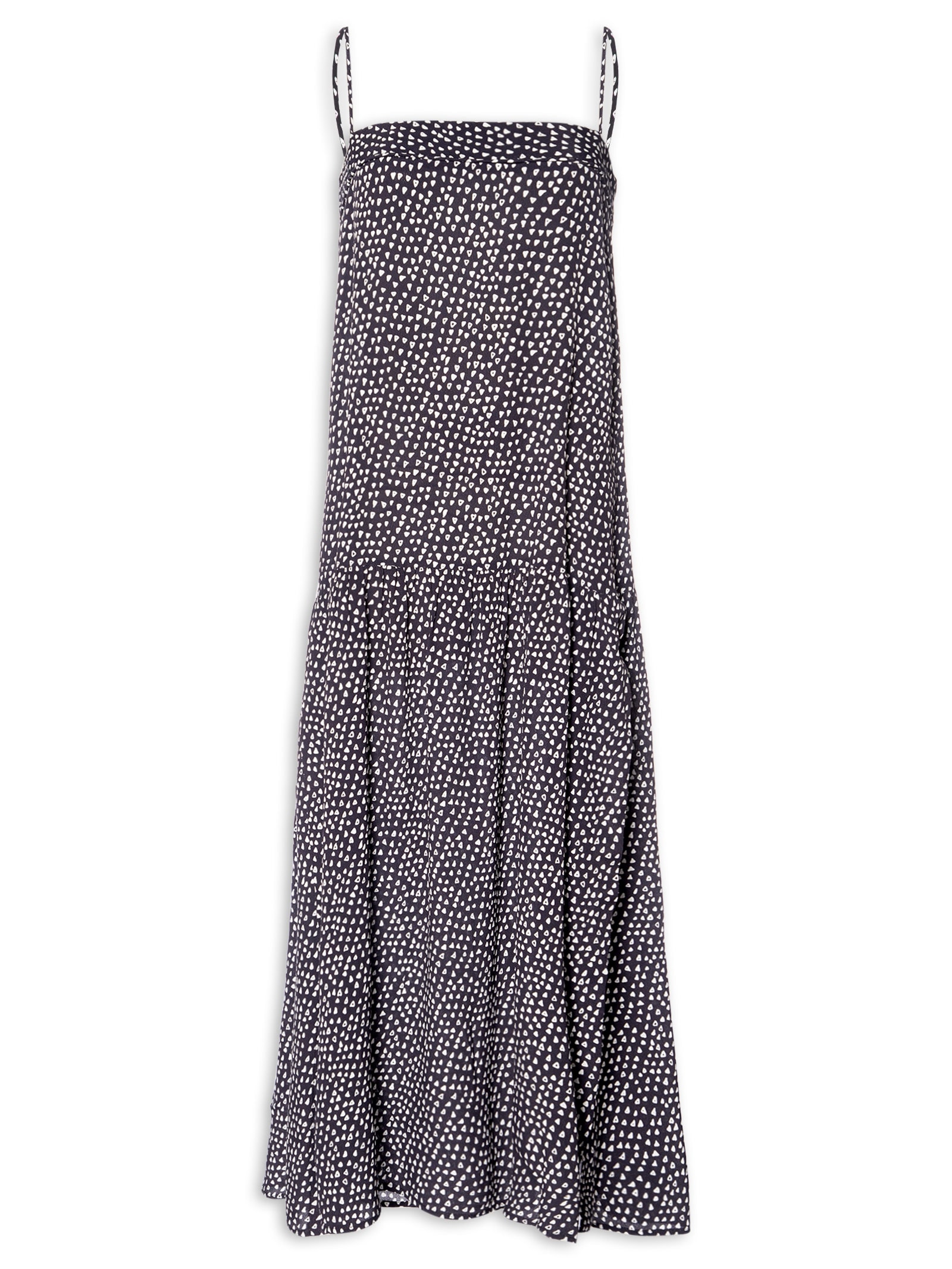 Vestido Longo Textura Palheta Preto Animale