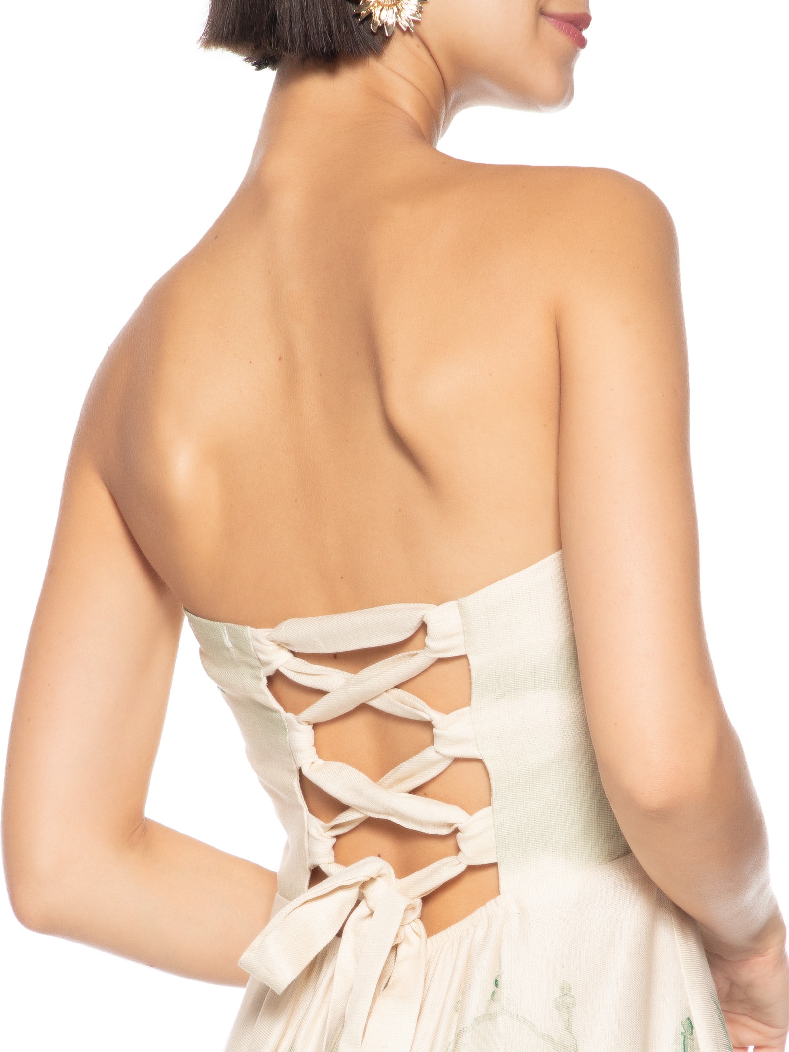 Vestido Longo Tomara Que Caia Estampado Bege Cacay