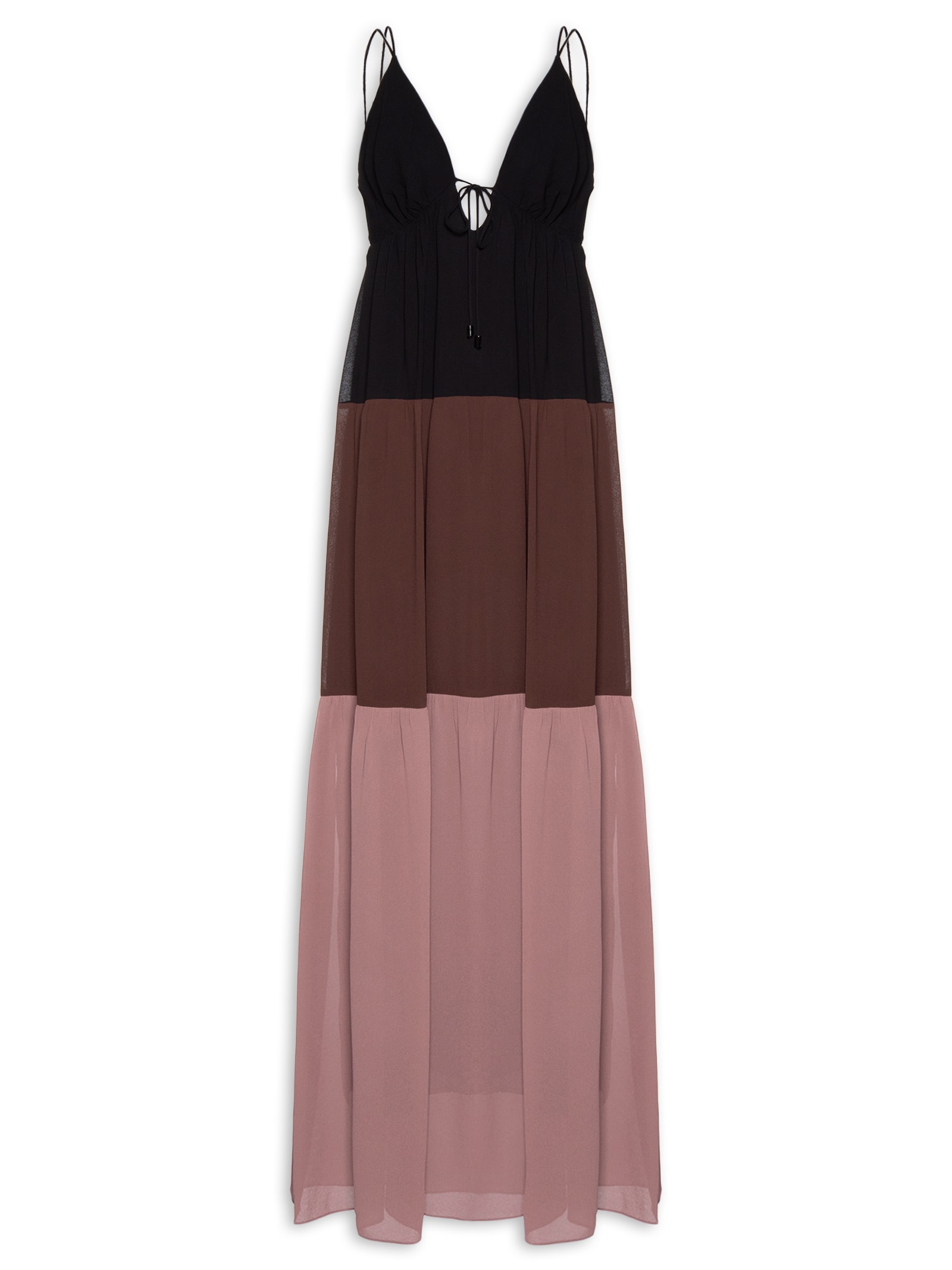 Vestido Longo Tricolor – Preto Animale